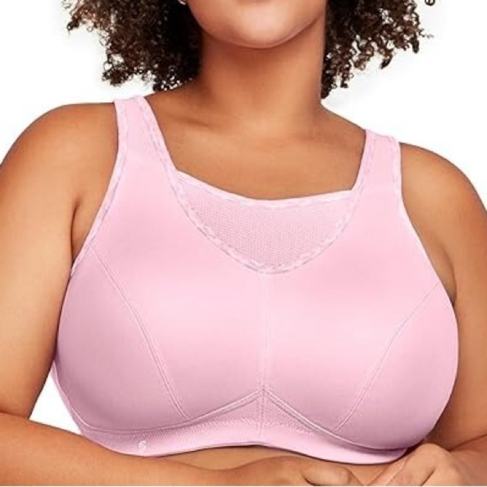 GLAMORISE PARFAIT PINK No Bounce Cami Wirefree Sports bra size 46G 1066 NWT